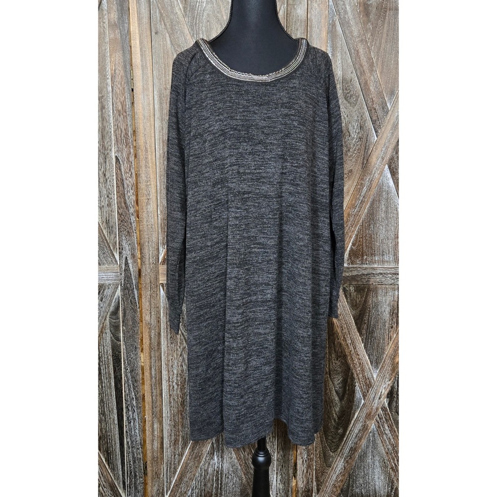 Maurices Womens Gray Marl Knit Embellished Neck Shift Dress Size‎ 1 NWT